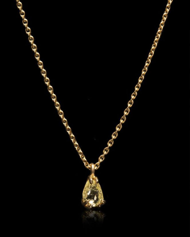 0.67 ct. - Gul Dråbe Diamant Halskæde