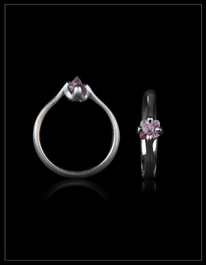 Rare Raw Pink Octahedron Diamond In White Gold Ring – <strong>0.76 ct</strong>