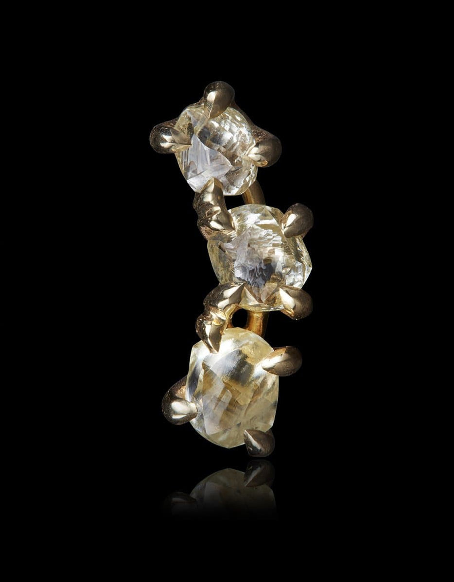 0.93 ct. - Naturlige Rå Diamanter i Håndlavet Crawl Ørering