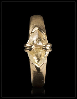 Twin Light Yellow Rough Diamonds Ring - <strong>1.34 ct.</strong>