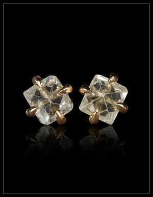 Raw Octahedron Diamonds in Gold Earrings – 1.48 ct.