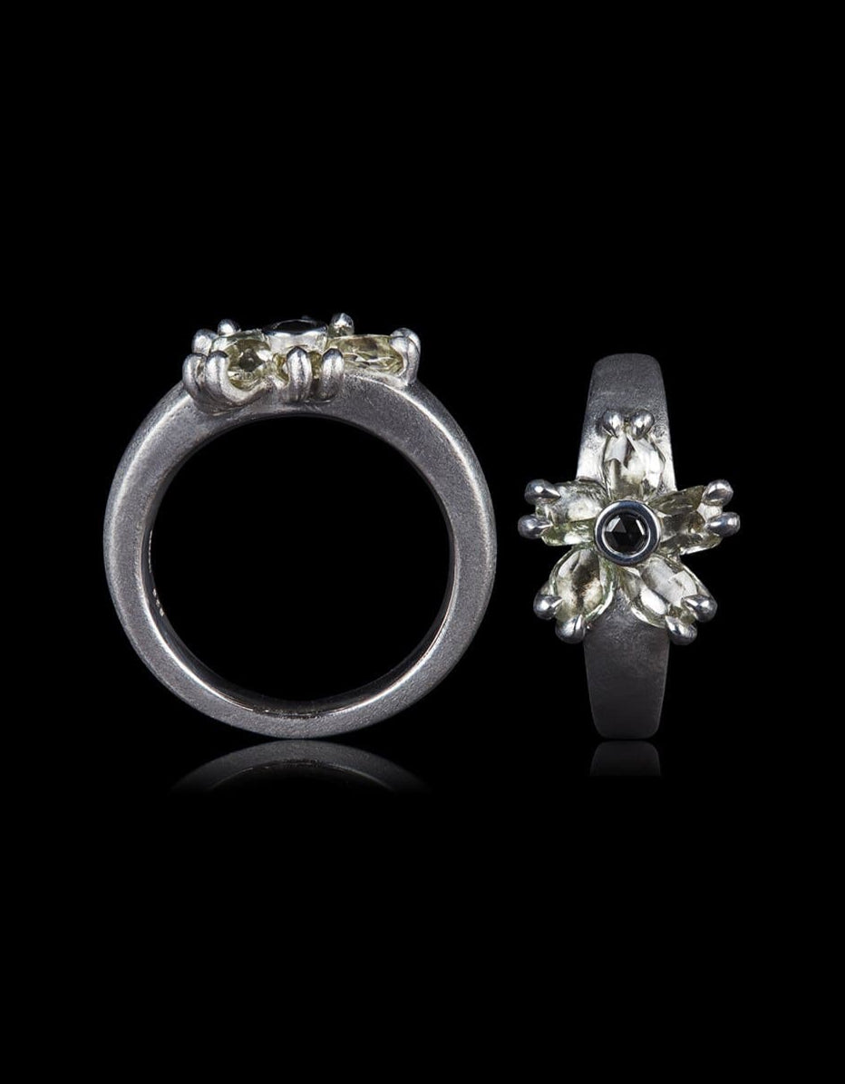 Timeless Flower Power Handcrafted White Gold Ring - 1.83 ct.