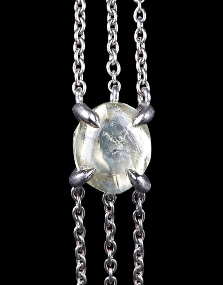 Edgy Contrast White Gold Bracelet 2.01 ct. Rough Diamond