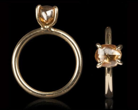 2.90 ct. - Naturlig Fancy Orange-Brun Rå Diamant i 14 kt. Blank Guldring