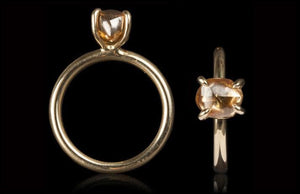 <strong>2.90 ct.</strong> Natural Fancy Orange-Brown Rough diamond in 14K glossy gold ring