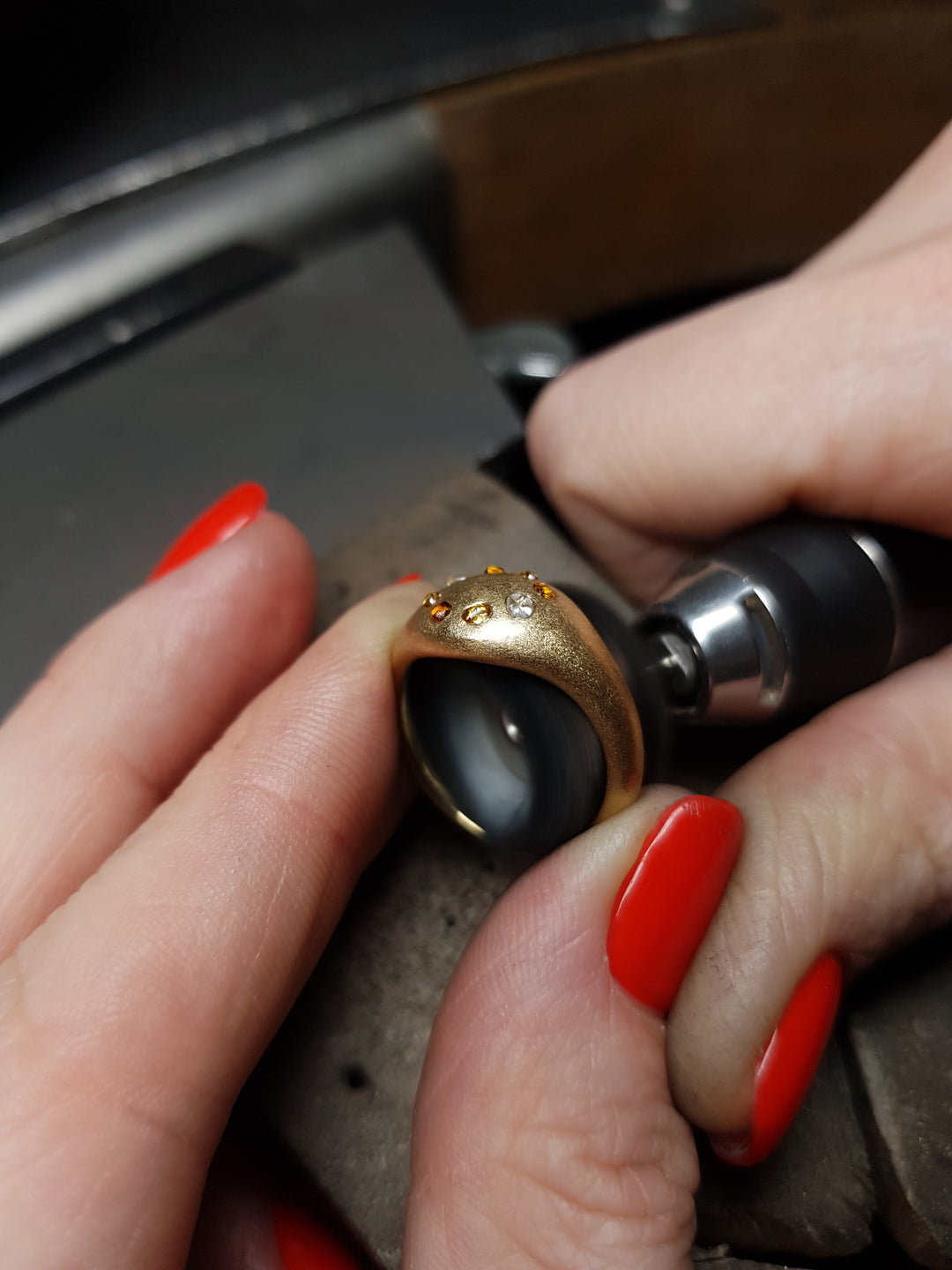 Embedded Raw Diamonds in Gold Ring – 0.42 ct.