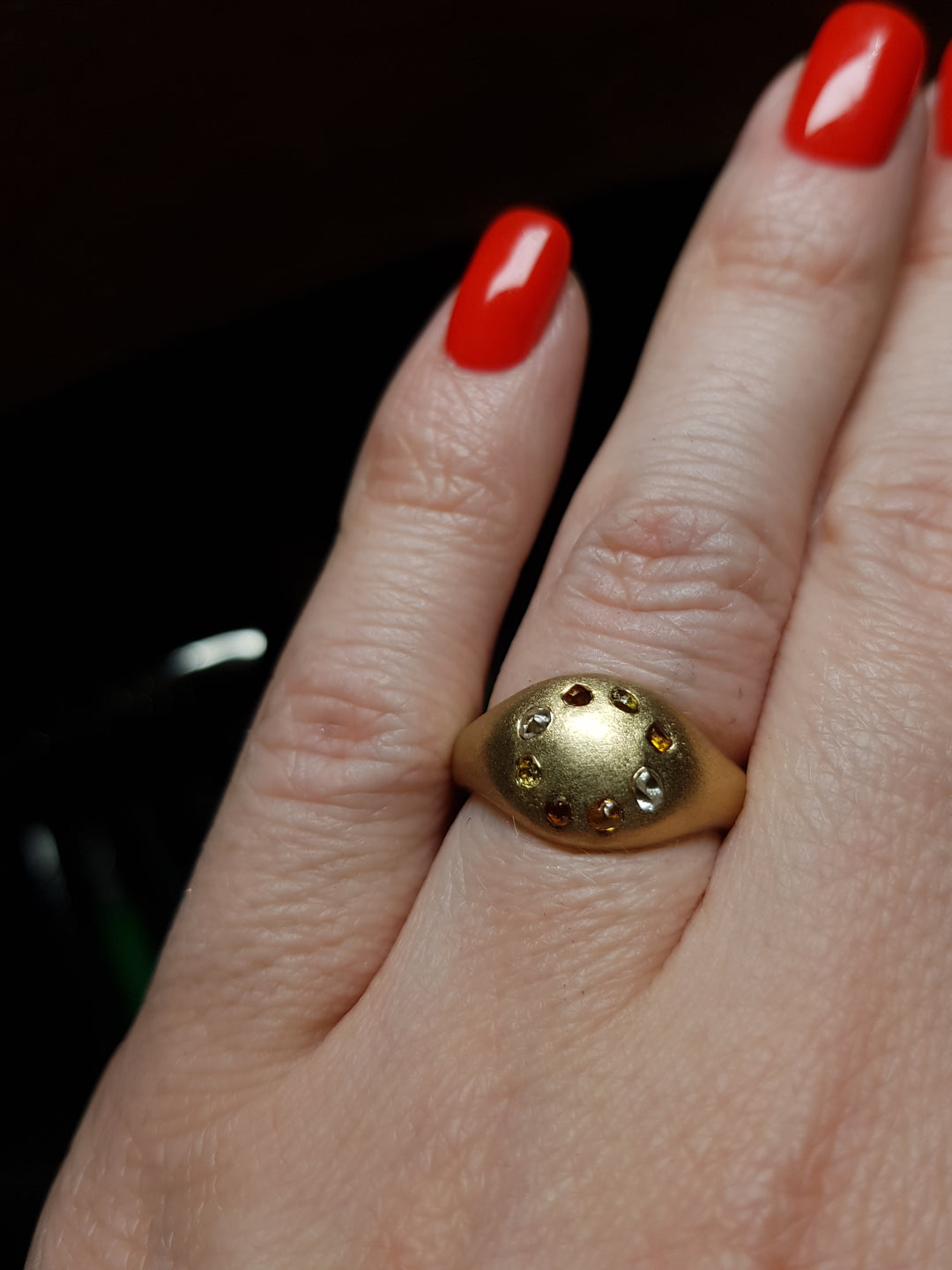 Embedded Raw Diamonds in Gold Ring – 0.42 ct.