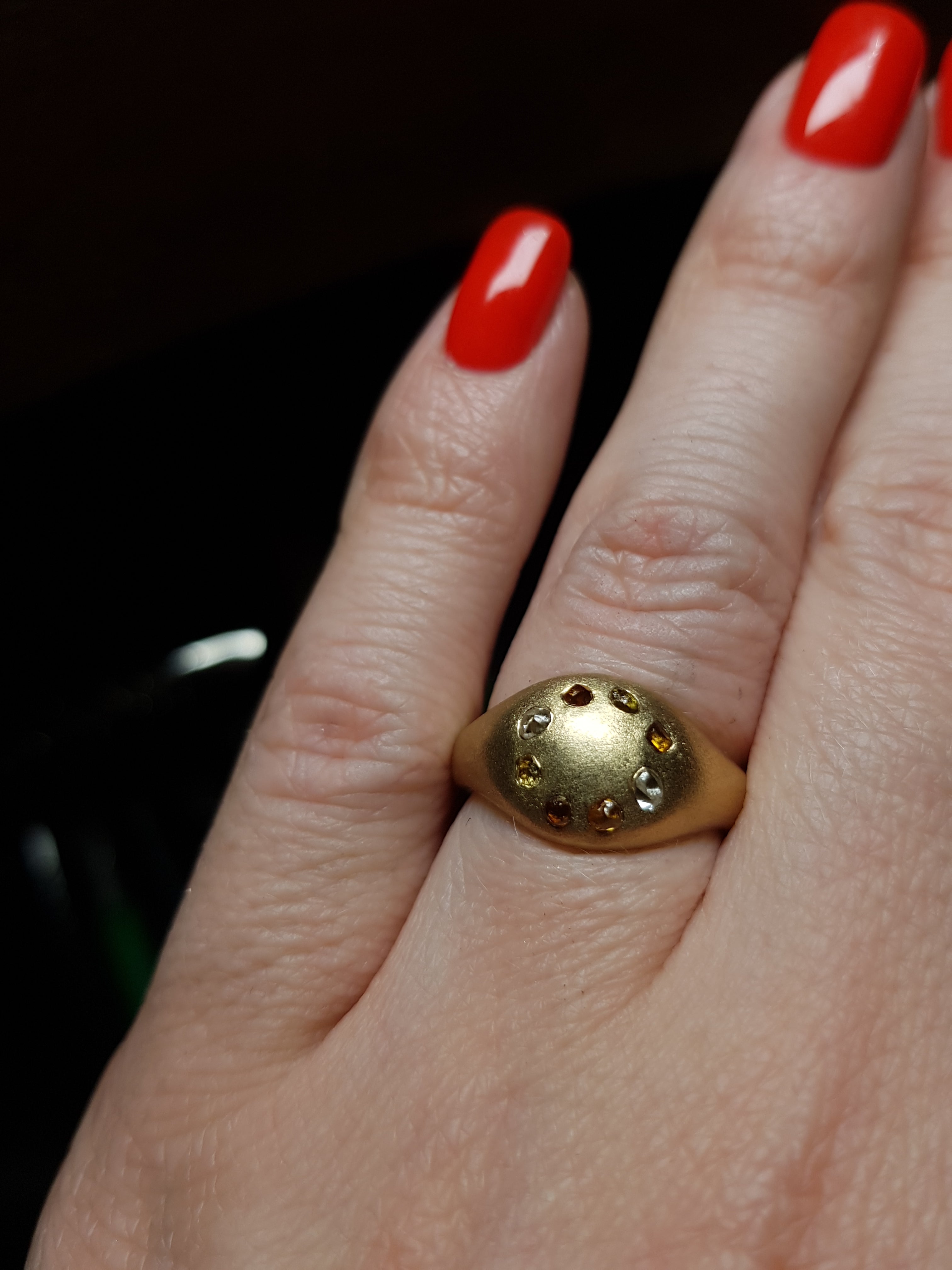 Embedded Raw Diamonds in Gold Ring – 0.42 ct.