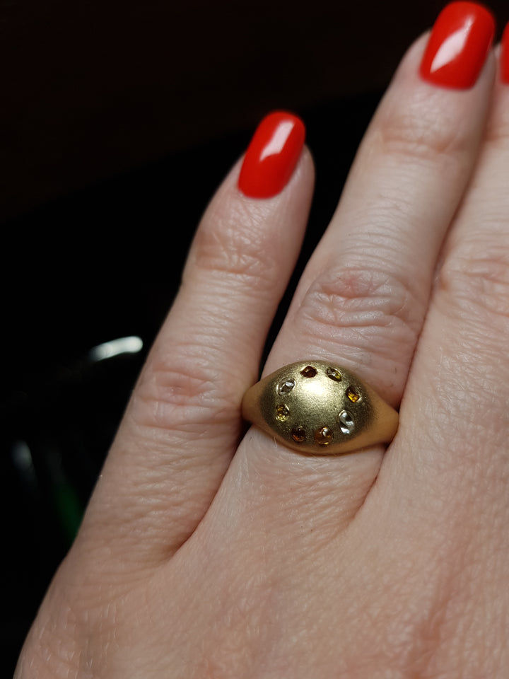 Embedded Raw Diamonds in Gold Ring – 0.42 ct.