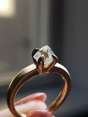 Raw Octahedron Diamond from Angola in Gold Ring – 1.24 ct.