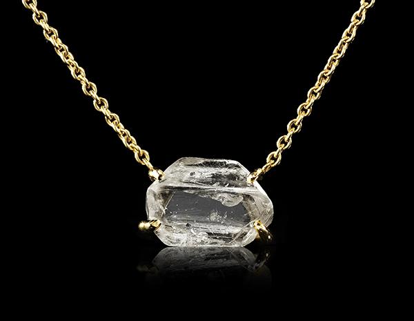 3.37 ct. Natural Rough diamond in 18K gold necklace