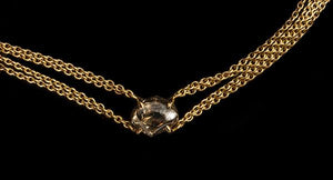 <strong>3.58 ct.</strong> Natural Brownish Rough diamond in 4x18K gold chain necklace