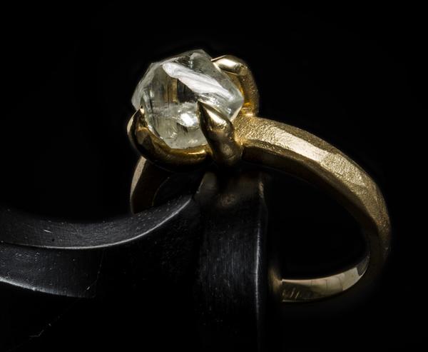 3.88 ct. Natural Rough diamond in 14K gold ring