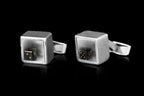 Black Diamond Dice White Gold Cufflinks 