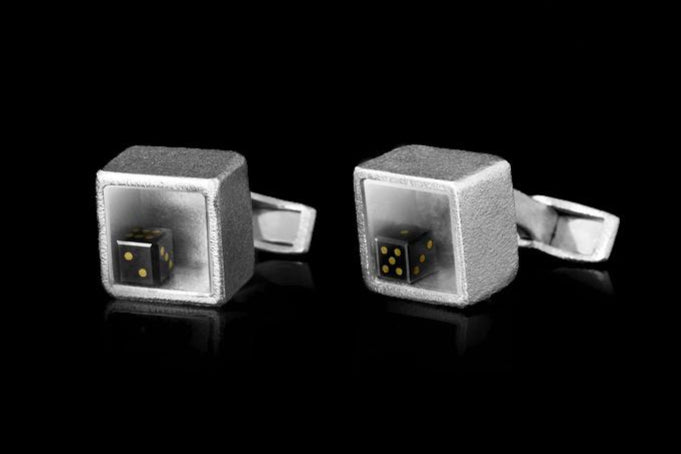 Black Diamond Dice White Gold Cufflinks 