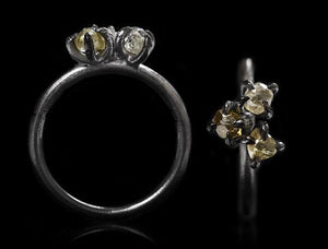 <strong>1.04 ct.</strong> Natural Rough diamonds in 14K black rhodium white gold ring