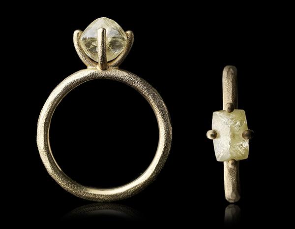2.23 ct. Natural Rough diamond in 14K gold ring