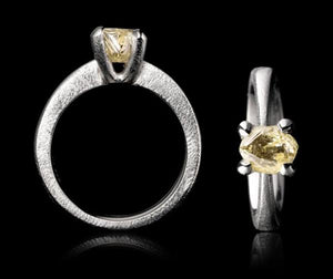 <strong>2.36 ct.</strong> Natural Yellowish Rough diamond in 14K white gold ring