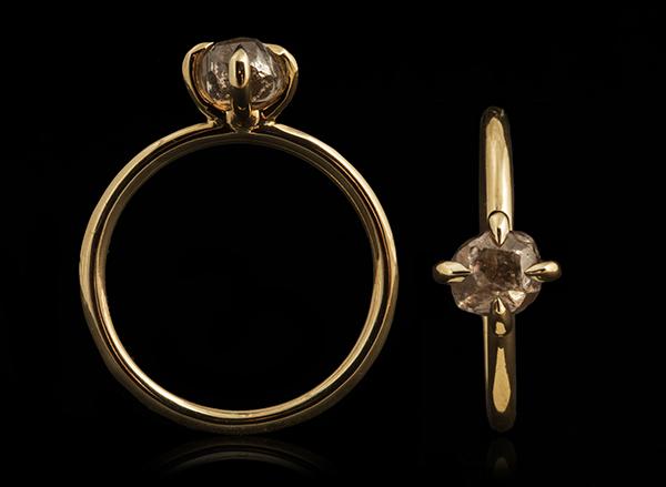 1.15 ct. Natural Rough diamond in 14K glossy gold ring