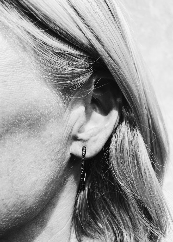 Feminine Black Brilliant Creole Earrings - 0.66 ct.