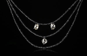 <strong>6.11 ct.</strong> Natural Rough diamonds & <strong>48.28 ct.</strong> Black Facetted diamonds in a collier