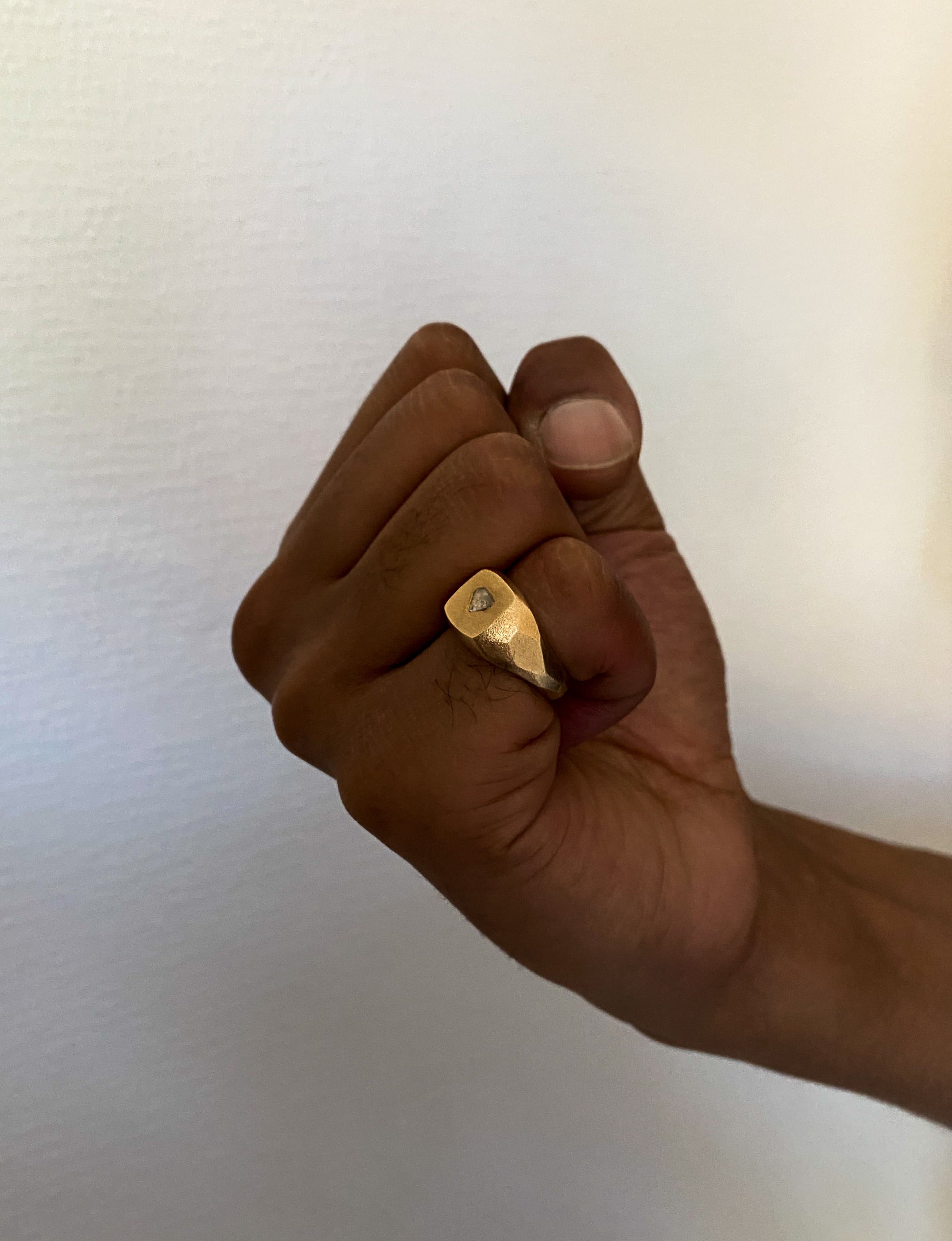 Rough Diamond Signet Gold Ring - 0.39 ct.